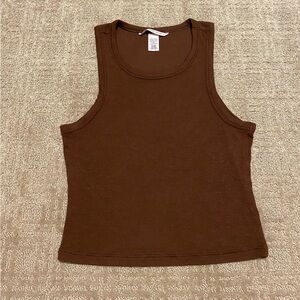 {Victoria's Secret} Ribbed Chocolate Brown Cropped Tank Top ~ Size Small